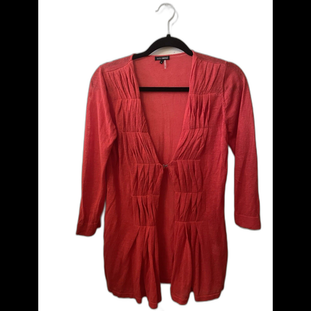 600 West Open front orange sweater size Women’s small